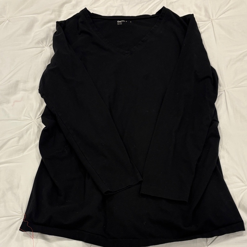 Gap Maternity Black V-Neck Long Sleeve Shirt